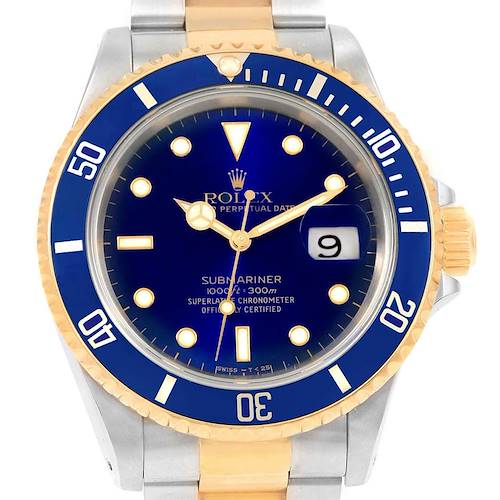 Photo of Rolex Submariner 40mm Blue Dial Steel Gold Mens Watch 16613