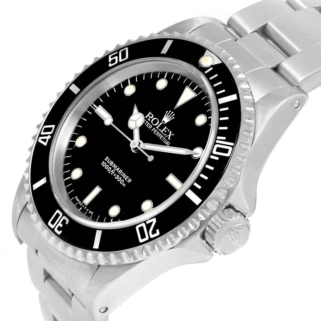 The image shows a Rolex Submariner 14060 Men
s Stainless Steel Black Dial 14060 Men
s Stainless Steel Black Dial watch at a slight angle, clearly displaying the dial, bezel, crown, and part of the bracelet.