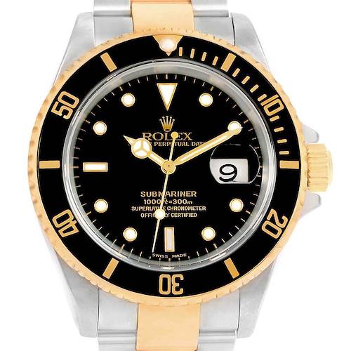 Photo of Rolex Submariner 40 Steel 18K Yellow Gold Black Dial Watch 16613