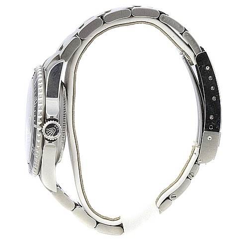 This image shows a side profile of the Rolex Submariner 16610 Men's Stainless Steel Black Dial 16610 Men's Stainless Steel Black Dial watch, highlighting the case, bezel, crown, and bracelet.