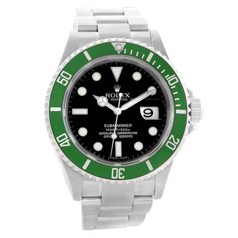Rolex Submariner 50th Anniversary Kermit Green Bezel Mens Watch 16610LV SwissWatchExpo
