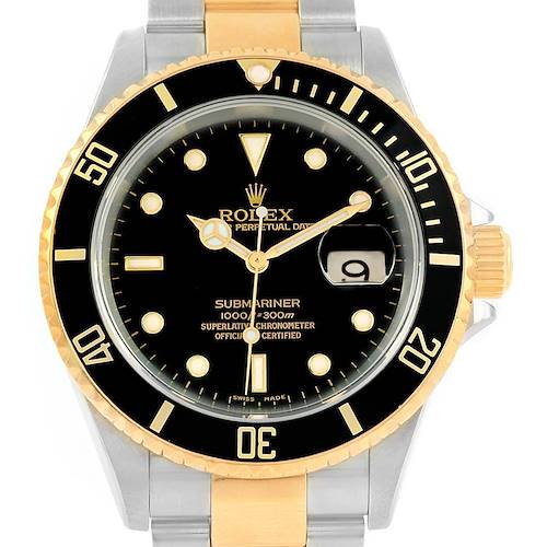 Photo of Rolex Submariner Steel Yellow Gold Mens Watch 16613 Box Papers