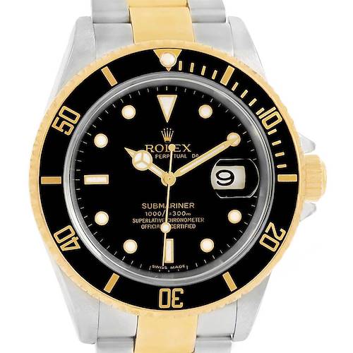 Photo of Rolex Submariner Steel Yellow Gold Oyster Bracelet Watch 16613 Box Papers