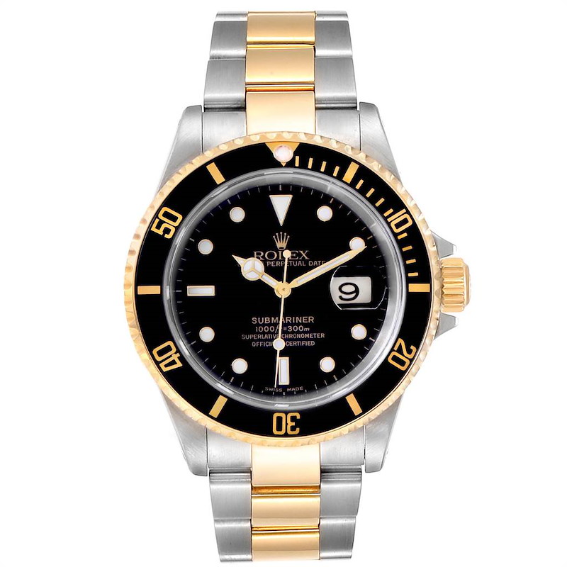 Rolex Submariner Two Tone Steel Yellow Gold Mens Watch 16613 ...