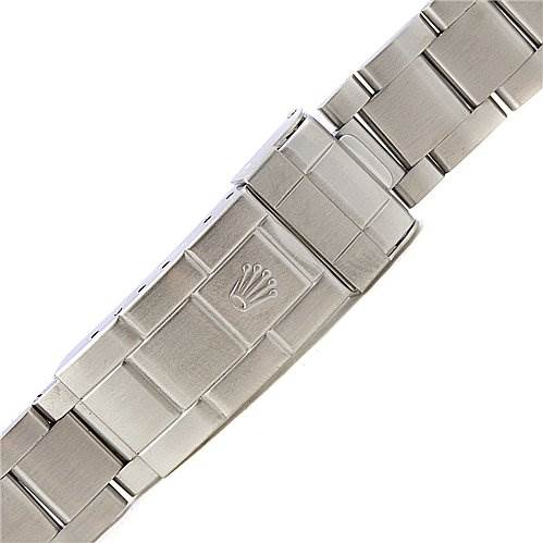 The image shows the clasp and bracelet of a Rolex Submariner 16610 Men's Stainless Steel Black Dial 16610 Men's Stainless Steel Black Dial watch, featuring the Rolex crown emblem.