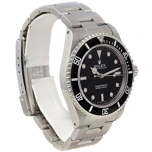 The image shows a Rolex Submariner 14060 Men's Stainless Steel Black Dial 14060 Men's Stainless Steel Black Dial watch at a slight angle, highlighting the dial, bezel, case, and part of the bracelet.