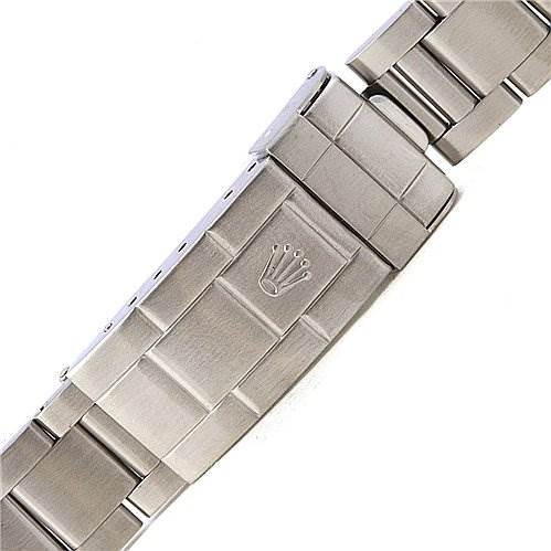 This image shows a close-up view of the clasp and bracelet of a Rolex Submariner 14060 Men's Stainless Steel Black Dial 14060 Men's Stainless Steel Black Dial watch.