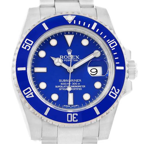 Photo of Rolex Submariner 18K White Gold Blue Dial Ceramic Bezel Watch 116619