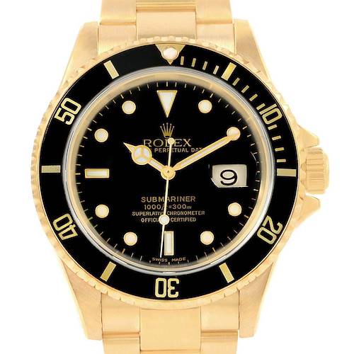 Photo of Rolex Submariner 18K Yellow Gold Black Dial 40mm Mens Watch 16618