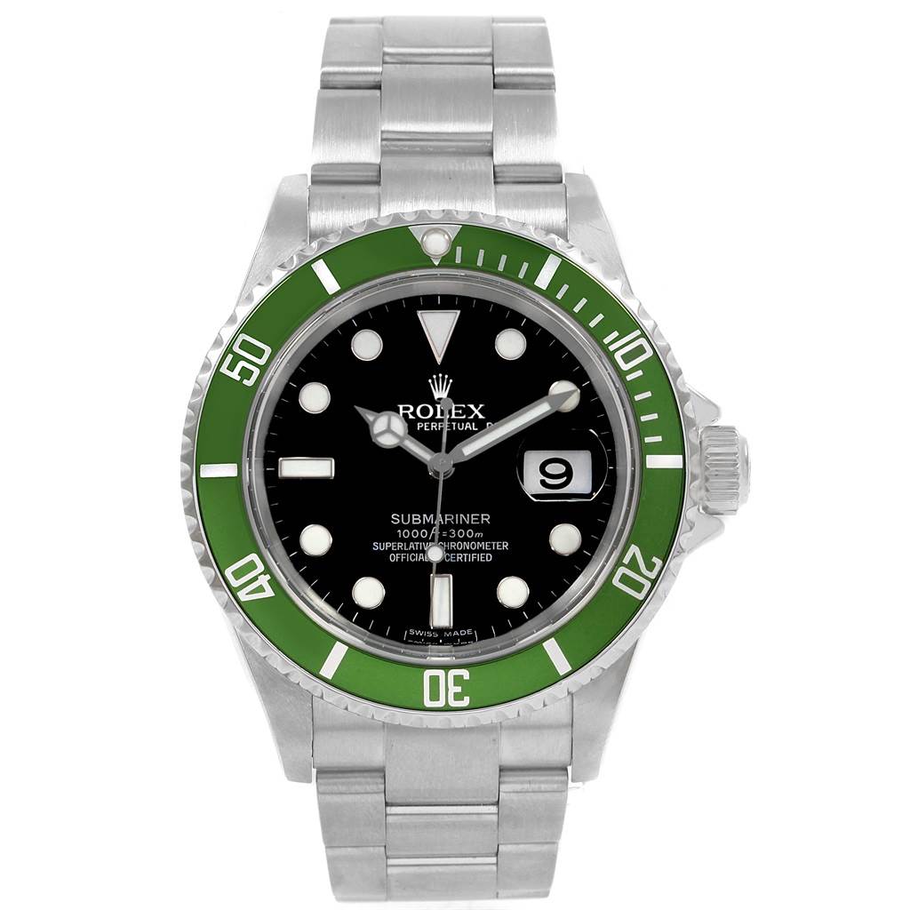 The Rolex Submariner 16610LV Men's Stainless Steel Black Dial 16610LV Men's Stainless Steel Black Dial watch is shown from a front angle, displaying the dial, bezel, and bracelet clearly.