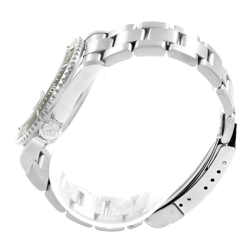 This image shows a side view of a Rolex Submariner 16610LV Men's Stainless Steel Black Dial 16610LV Men's Stainless Steel Black Dial watch, featuring the bracelet, clasp, and partially visible bezel.