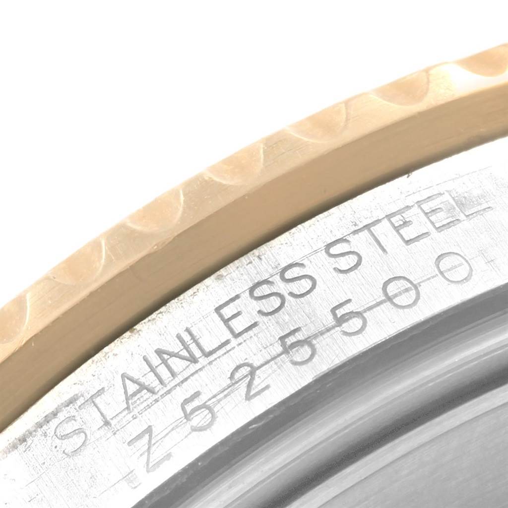 This close-up image shows the engraved stainless steel caseback of a Rolex Submariner 16613 Men's Steel and Gold (two tone) Black Dial 16613 Men's Steel and Gold (two tone) Black Dial watch.