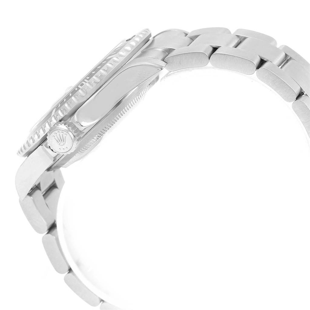 The image shows a side view of a Rolex Submariner 16610 Men's Stainless Steel Black Dial 16610 Men's Stainless Steel Black Dial watch, highlighting the crown and part of the bracelet.