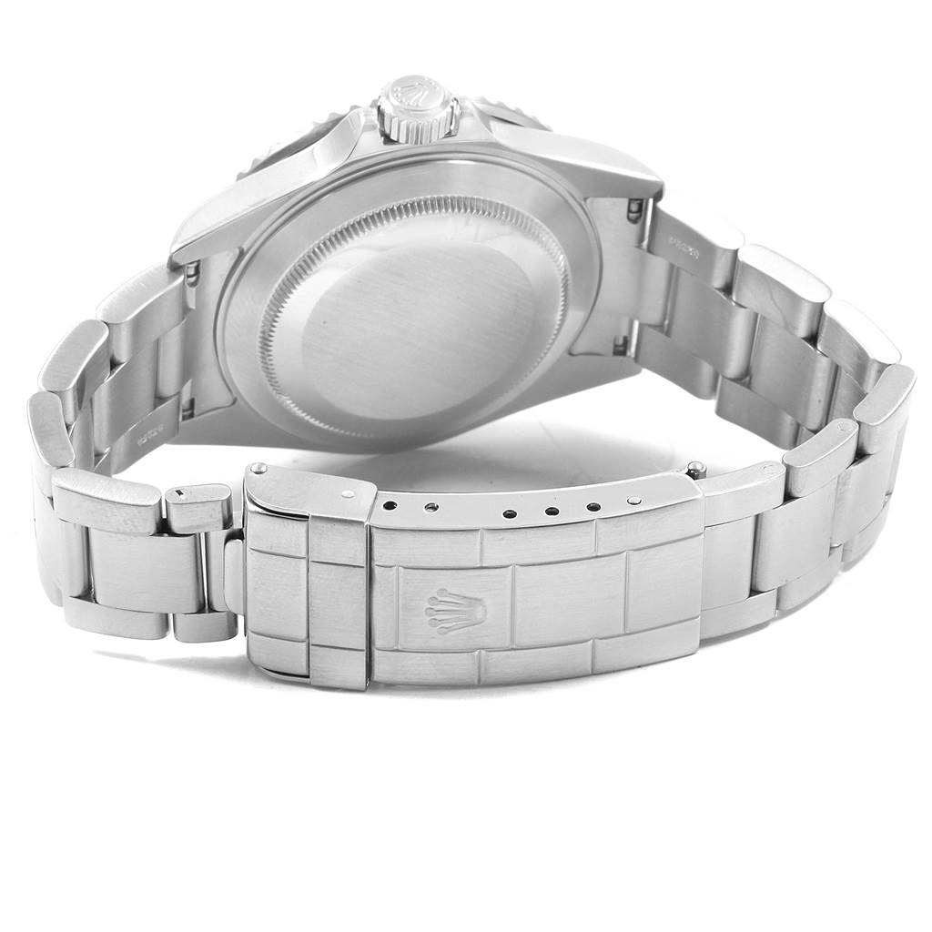 This image shows the back case and bracelet, including the clasp, of the Rolex Submariner 16610 Men's Stainless Steel Black Dial 16610 Men's Stainless Steel Black Dial watch from a rear angle.