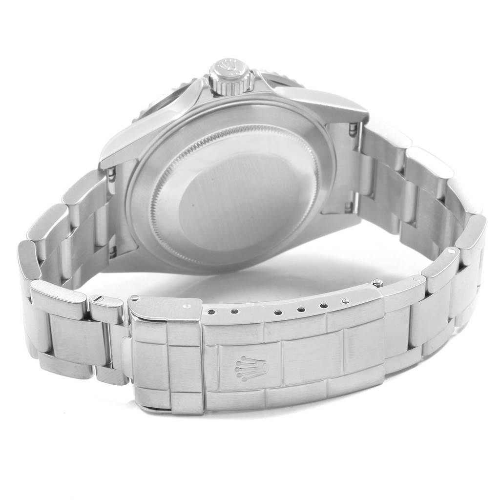 The image shows the back case and bracelet of a Rolex Submariner 16610 Men's Stainless Steel Black Dial 16610 Men's Stainless Steel Black Dial watch, viewed from the rear.