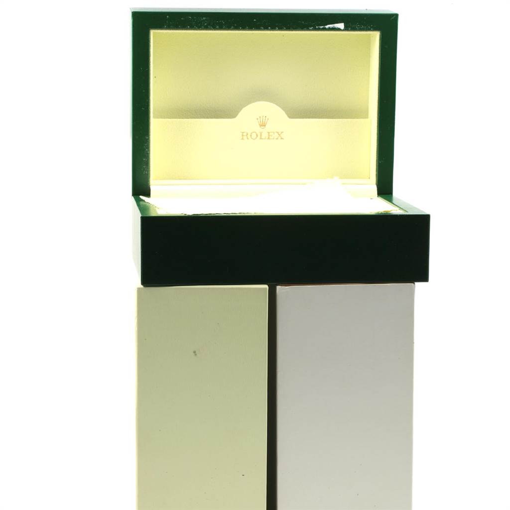 The image shows an empty open box for a Rolex Submariner 16613 Men's Steel and Gold (two tone) Black Dial 16613 Men's Steel and Gold (two tone) Black Dial watch, viewed from the front.