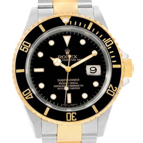 Photo of Rolex Submariner Steel Yellow Gold Black Dial Steel Mens Watch 16613