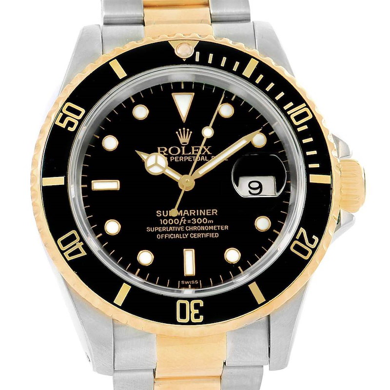 Rolex Submariner 40mm Two Tone Steel Yellow Gold Mens Watch 16613 SwissWatchExpo
