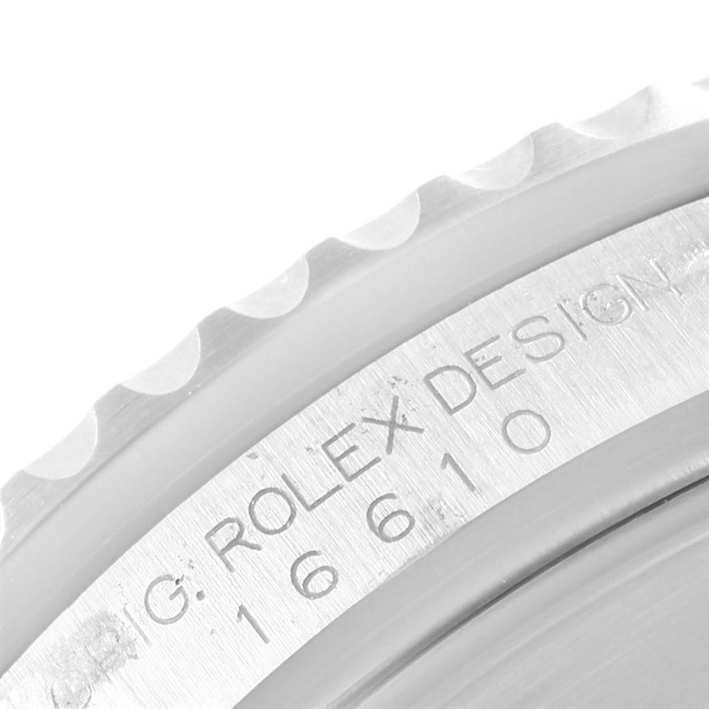 The image shows a close-up of the case side and bezel edge of a Rolex Submariner 16610 Men's Stainless Steel Black Dial 16610 Men's Stainless Steel Black Dial, revealing the model number "16610."
