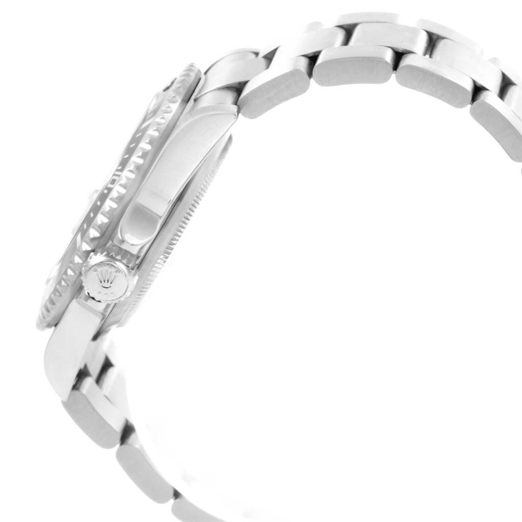 The image shows a side view of the Rolex Submariner 16610 Men's Stainless Steel Black Dial 16610 Men's Stainless Steel Black Dial watch, displaying the crown and part of the metal bracelet.