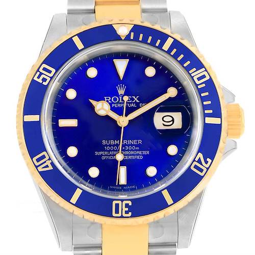 Photo of Rolex Submariner 40mm Blue Dial Steel Yellow Gold Watch 16613 Unworn