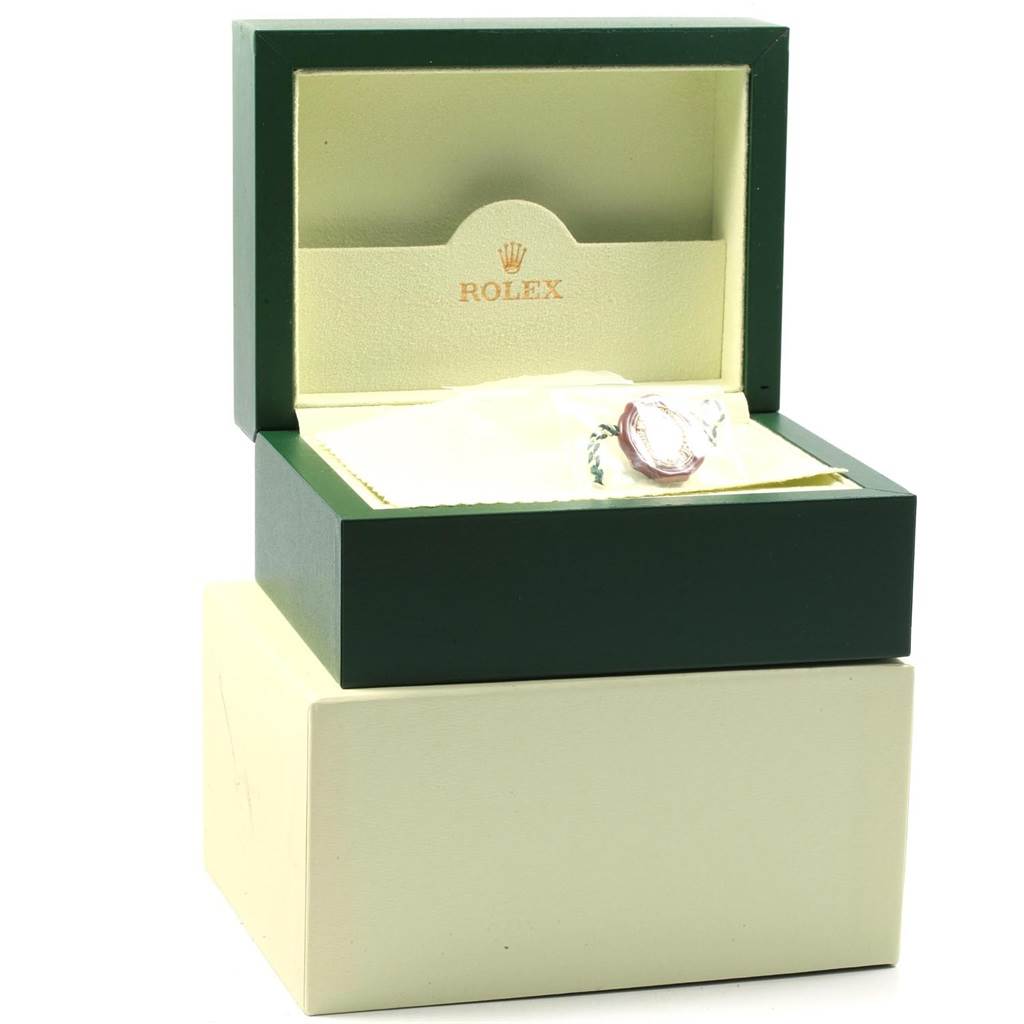 The image shows a Rolex Submariner 16610 Men's Stainless Steel Black Dial 16610 Men's Stainless Steel Black Dial watch inside an open Rolex branded box, viewed from the front.