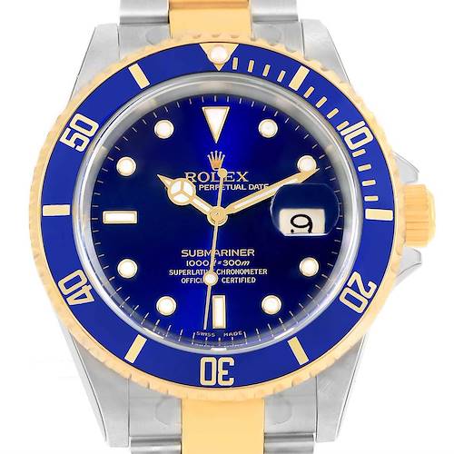 Photo of Rolex Submariner Blue Dial Steel Yellow Gold Mens Watch 16613 Unworn