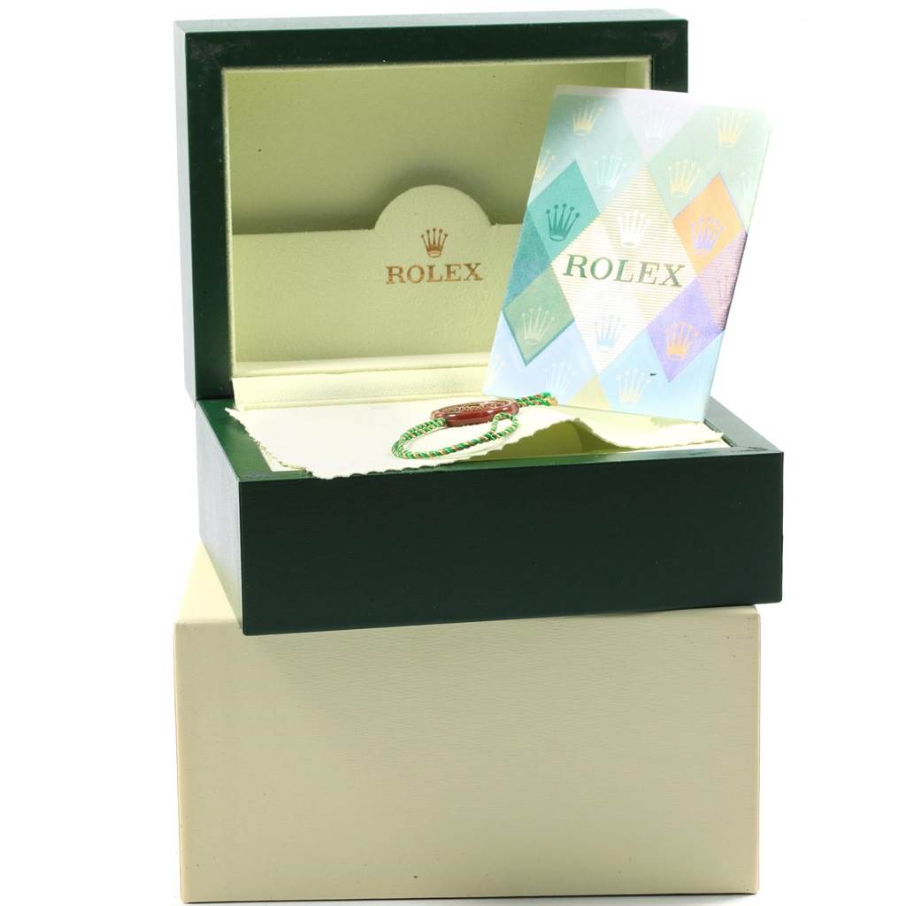 The image shows an open Rolex Submariner 16613 Men's Steel and Gold (two tone) Black Dial 16613 Men's Steel and Gold (two tone) Black Dial watch box with guarantee card and accessories.