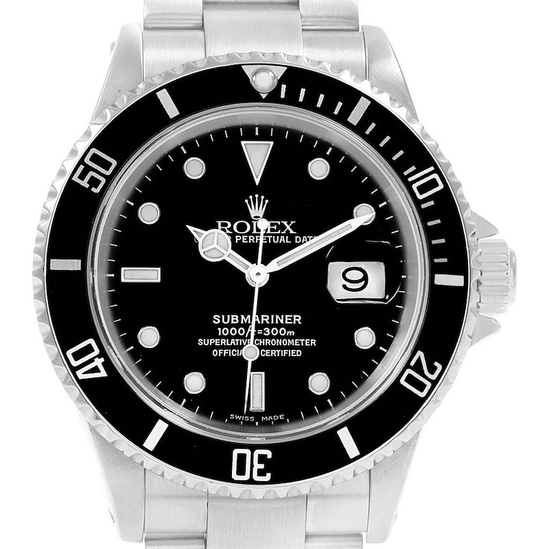 Rolex Submariner Stainless Steel Mens Watch 16610 Box SwissWatchExpo