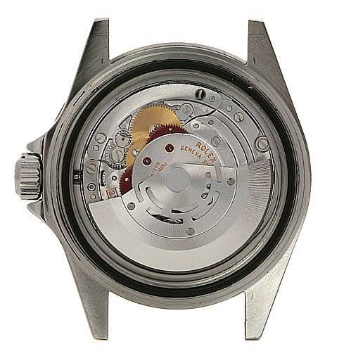 This image shows the inner mechanical movement of a Rolex Submariner 14060 Men's Stainless Steel Black Dial 14060 Men's Stainless Steel Black Dial watch, viewed from the back without the case back.
