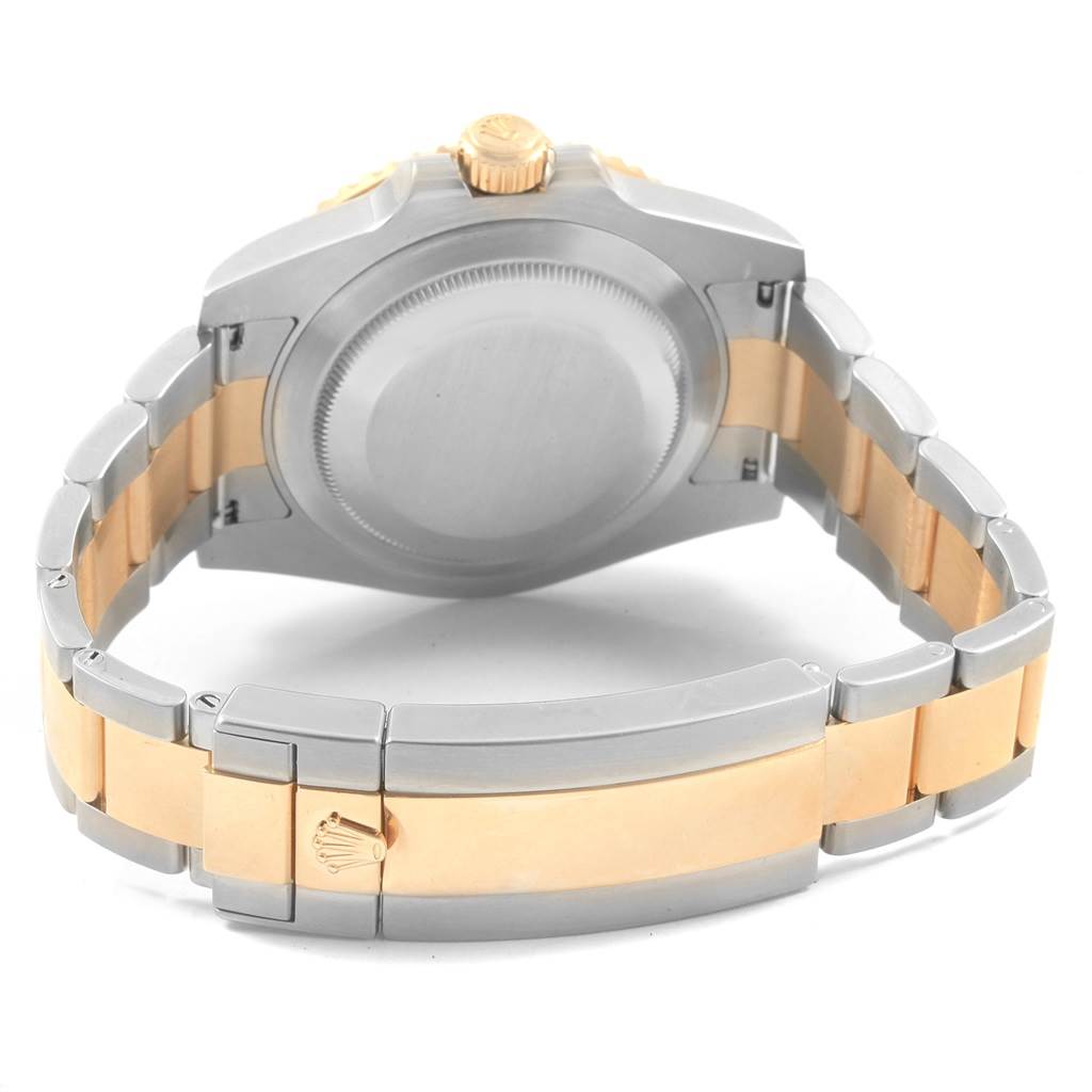 The image displays the back case and bracelet of a Rolex Submariner 116613 Men's Steel and Gold (two tone) Black Dial 116613 Men's Steel and Gold (two tone) Black Dial watch, showing the clasp and the crown.