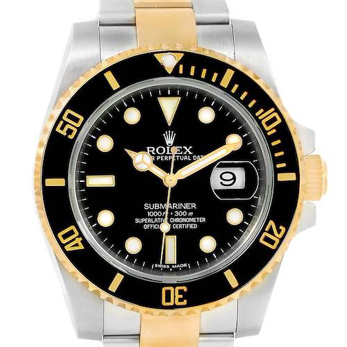 Photo of Rolex Submariner Steel Yellow Gold Black Dial Watch 116613 Box Card