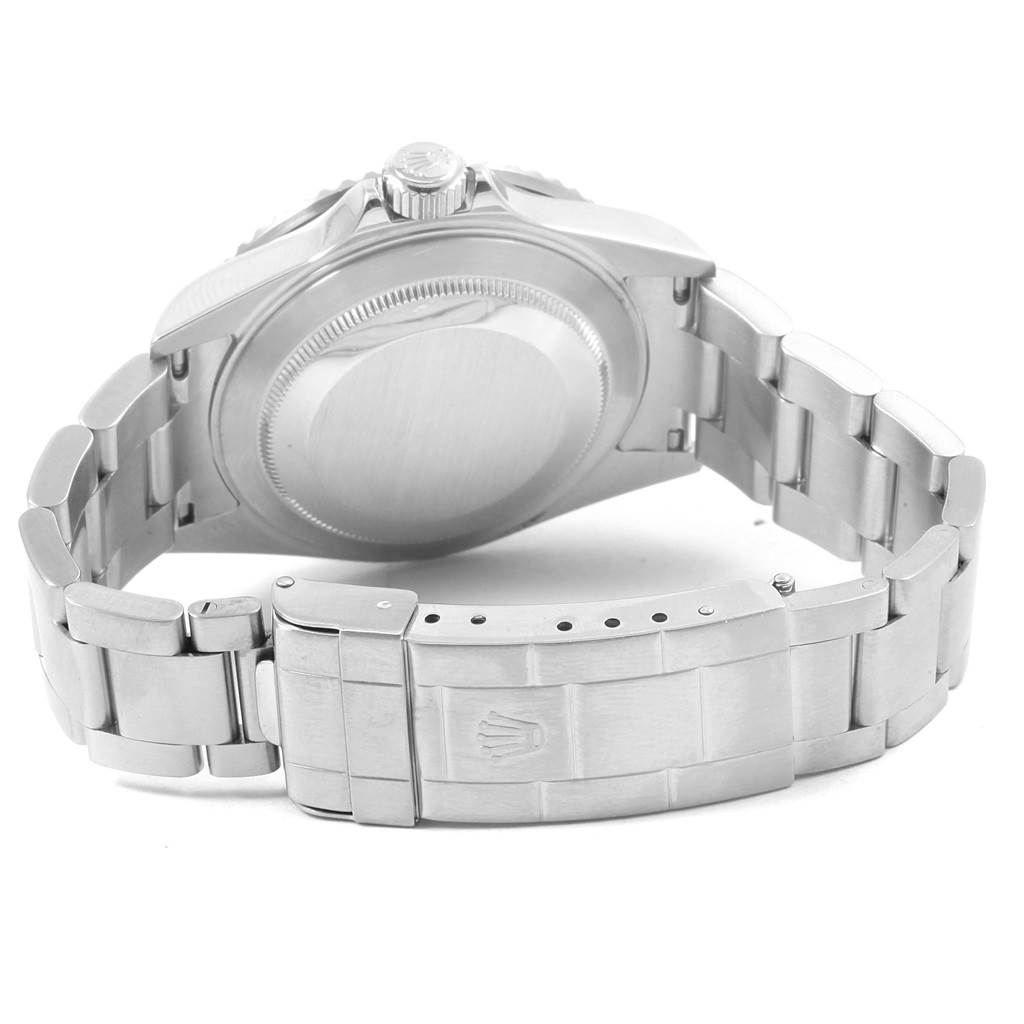 The image shows the back case and bracelet clasp of a Rolex Submariner 16610 Men's Stainless Steel Black Dial 16610 Men's Stainless Steel Black Dial watch from a rear angle.