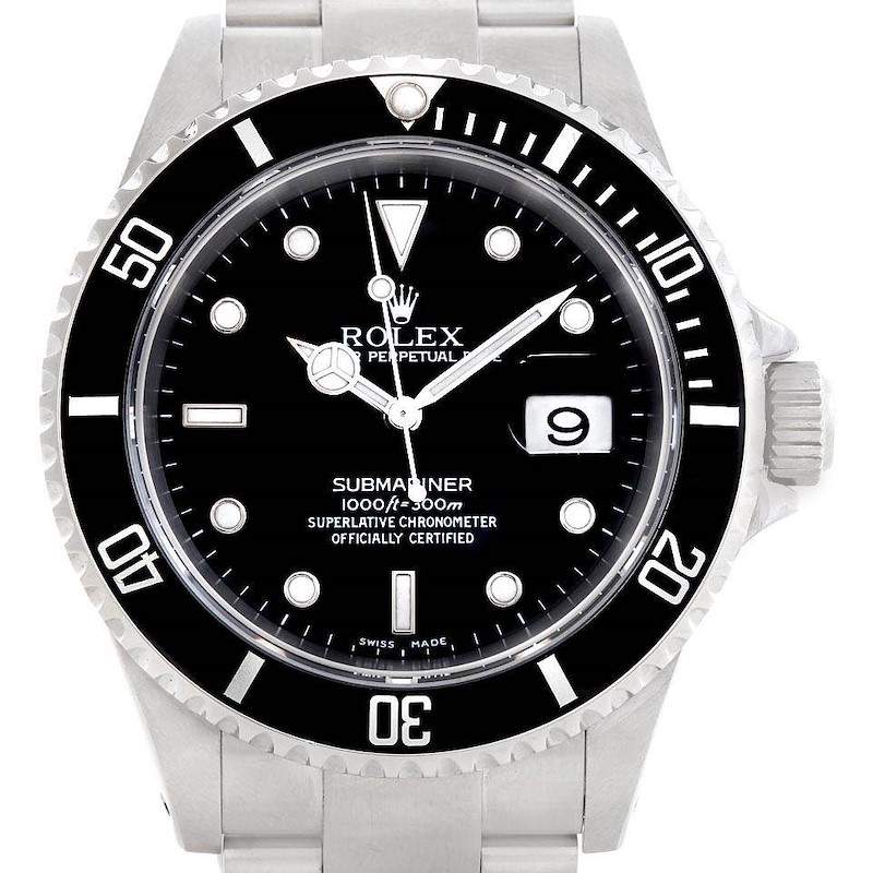 Rolex Submariner 40mm Black Dial Oyster Bracelet Mens Watch 16610 Box SwissWatchExpo