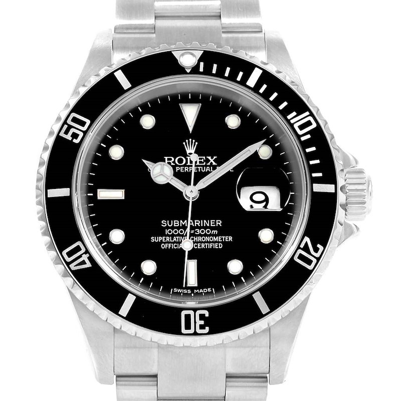 Rolex Submariner 40mm Oyster Bracelet Automatic Mens Watch 16610 Box SwissWatchExpo