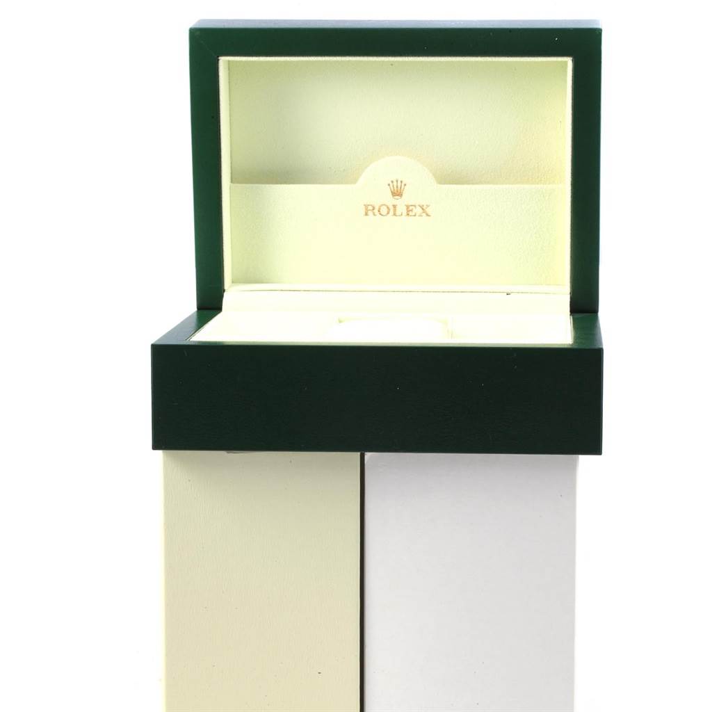 The image shows an open display box for a Rolex Submariner 3 Men's Steel and Gold (two tone) Blue Dial 3 Men's Steel and Gold (two tone) Blue Dial watch, highlighting the inner compartment.