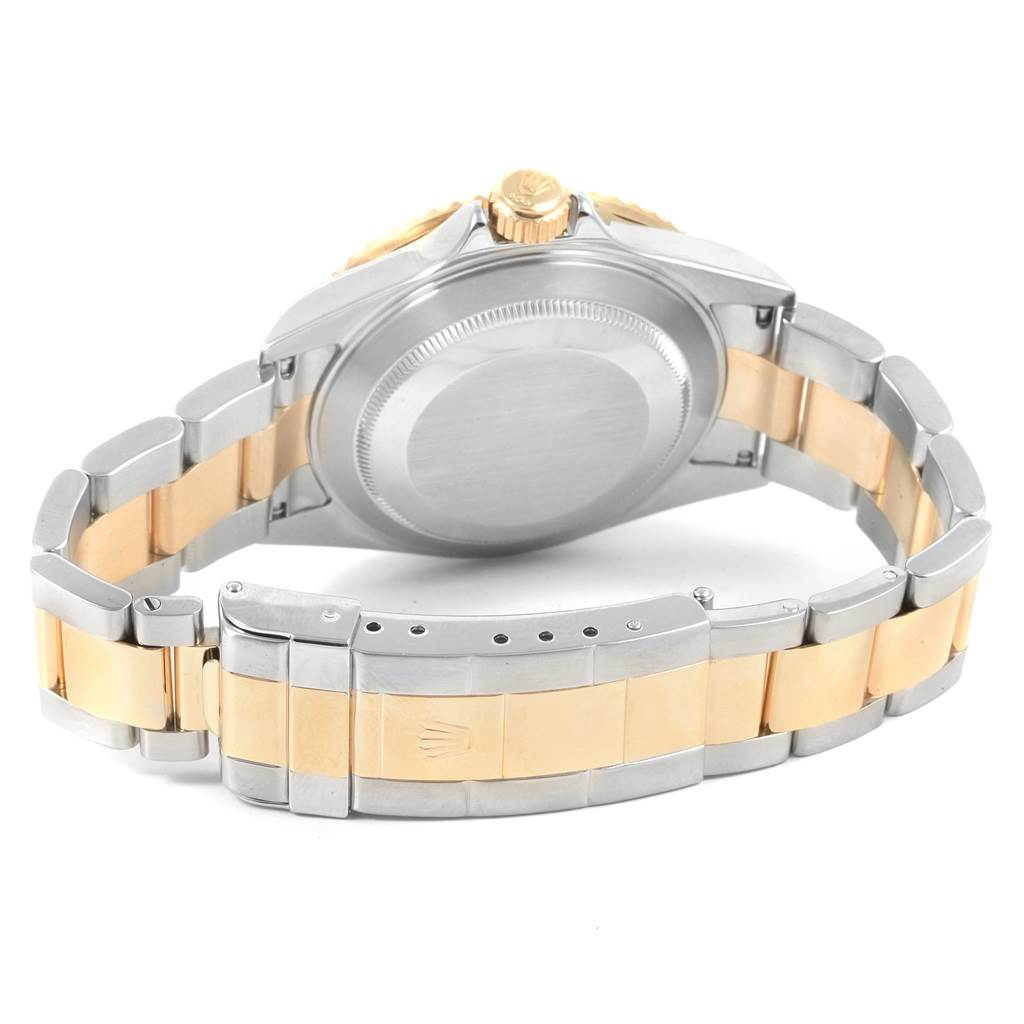 The image shows the back case and bracelet of a Rolex Submariner 3 Men's Steel and Gold (two tone) Blue Dial 3 Men's Steel and Gold (two tone) Blue Dial, highlighting the clasp and crown.