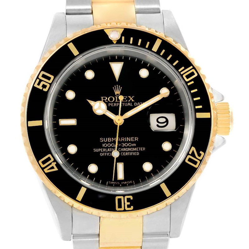 Rolex Submariner Two Tone Steel 18K Yellow Gold Mens Watch 16613 SwissWatchExpo