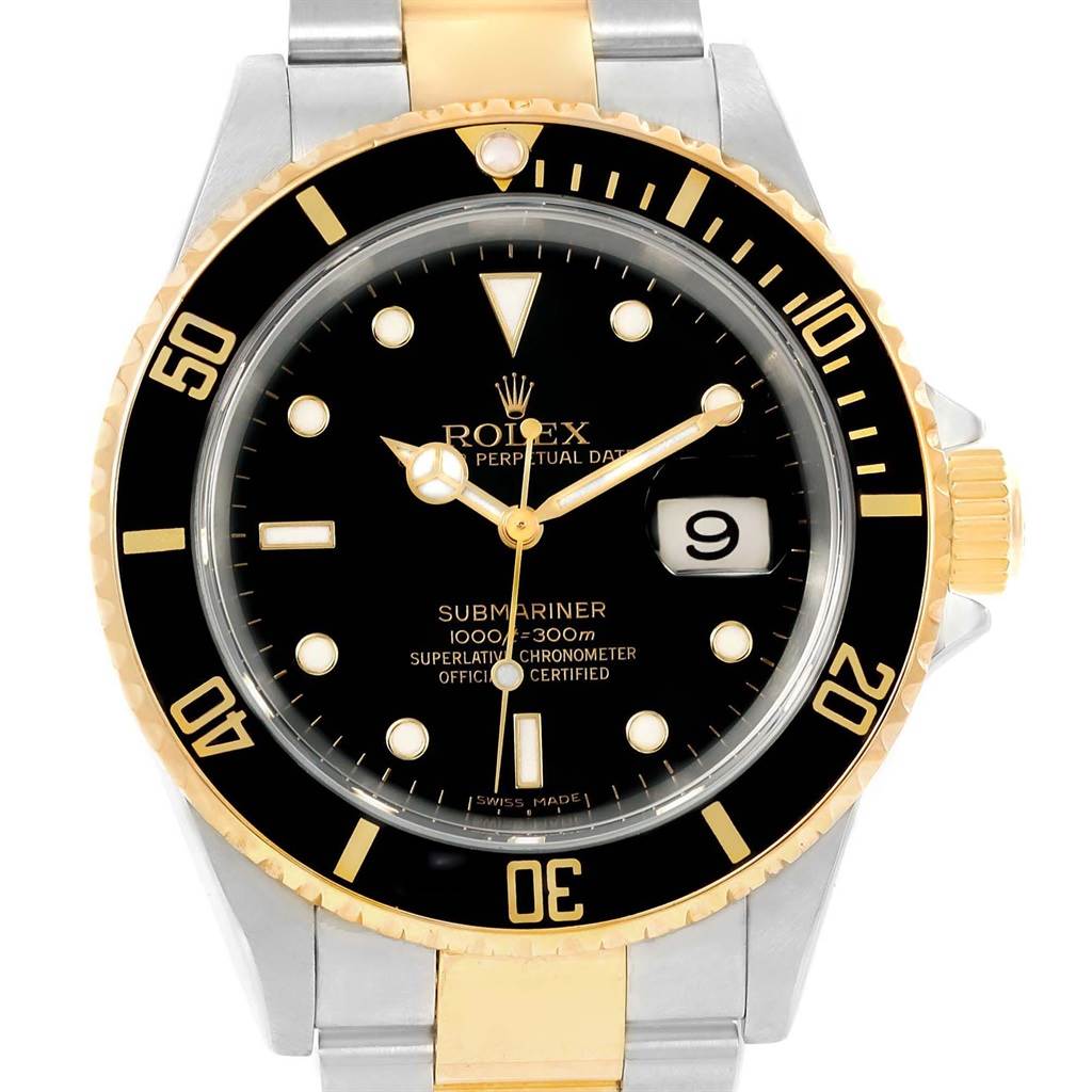 Rolex Submariner Two Tone Steel 18K Yellow Gold Mens Watch 16613 ...