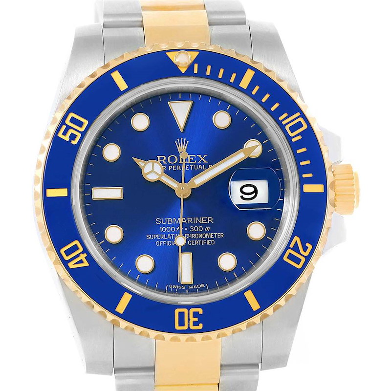 Rolex Submariner 40 Blue Dial Steel Yellow Gold Automatic Watch 116613 SwissWatchExpo