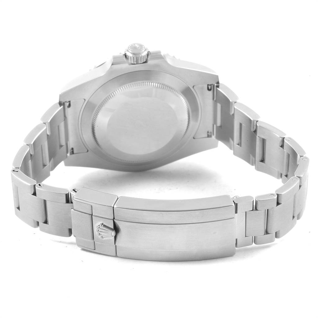 The image shows the back case and clasp of the Rolex Submariner 116610LV Men's Stainless Steel Green Dial 116610LV Men's Stainless Steel Green Dial watch from a rear angle.