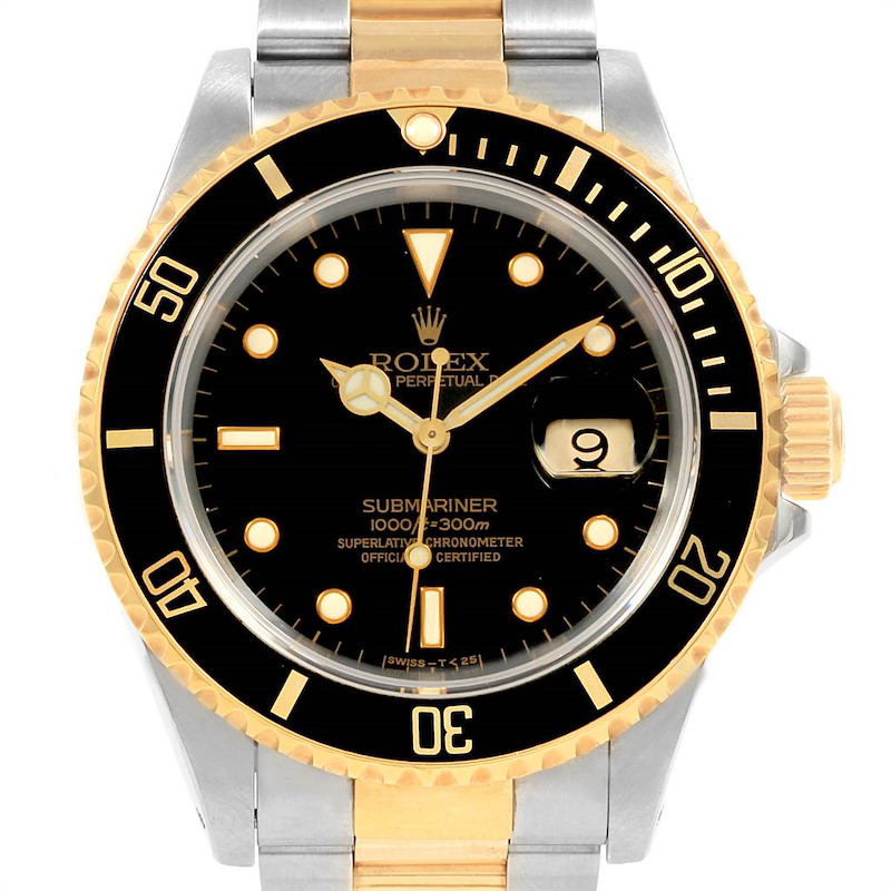 Rolex Submariner 40 mm Two Tone Steel Yellow Gold Mens Watch 16613 SwissWatchExpo