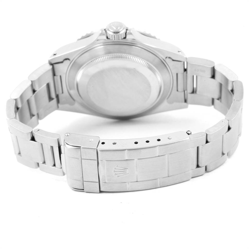 The image shows the back case and clasp of a Rolex Submariner 14060 Men's Stainless Steel Black Dial 14060 Men's Stainless Steel Black Dial watch from a rear angle.