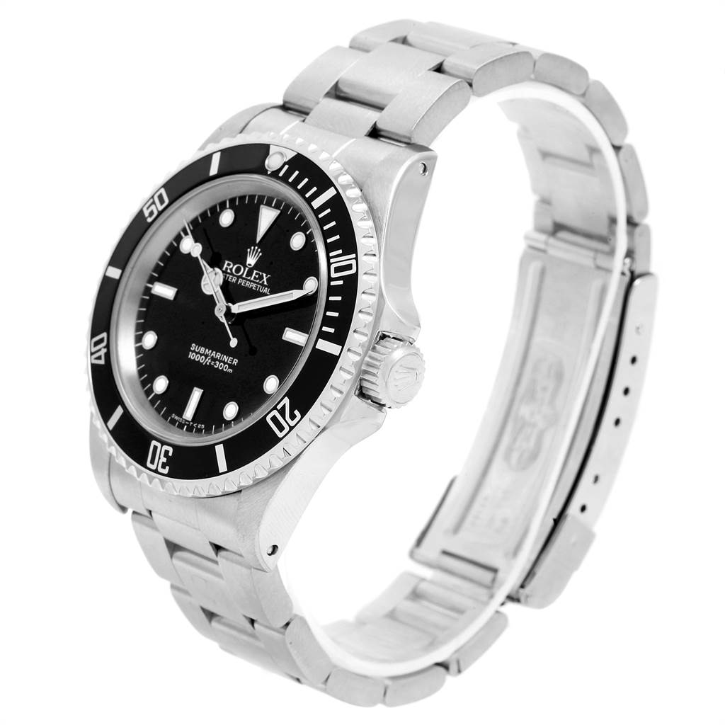 The image shows a Rolex Submariner 14060 Men's Stainless Steel Black Dial 14060 Men's Stainless Steel Black Dial watch at a three-quarters angle, highlighting the bracelet, bezel, and crown.
