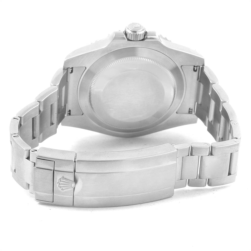 The image shows the backside and clasp of a Rolex Submariner 116610LV Men's Stainless Steel Green Dial 116610LV Men's Stainless Steel Green Dial watch.