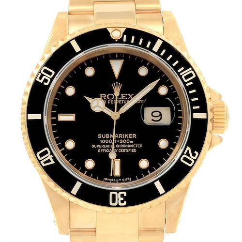Photo of Rolex Submariner 18K Yellow Gold Black Dial 40mm Mens Watch 16618