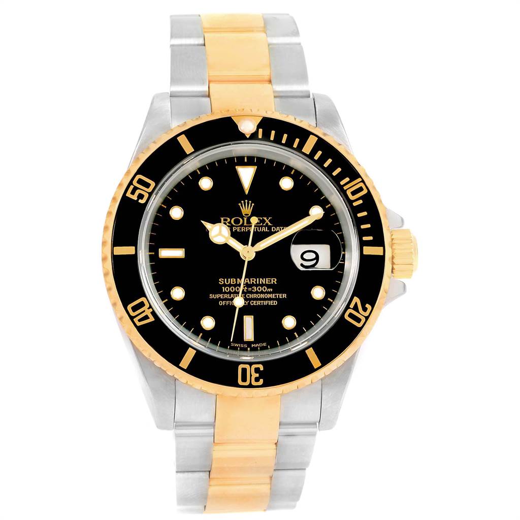 Rolex Submariner 40mm Steel Yellow Gold Mens Watch 16613 Box Papers ...
