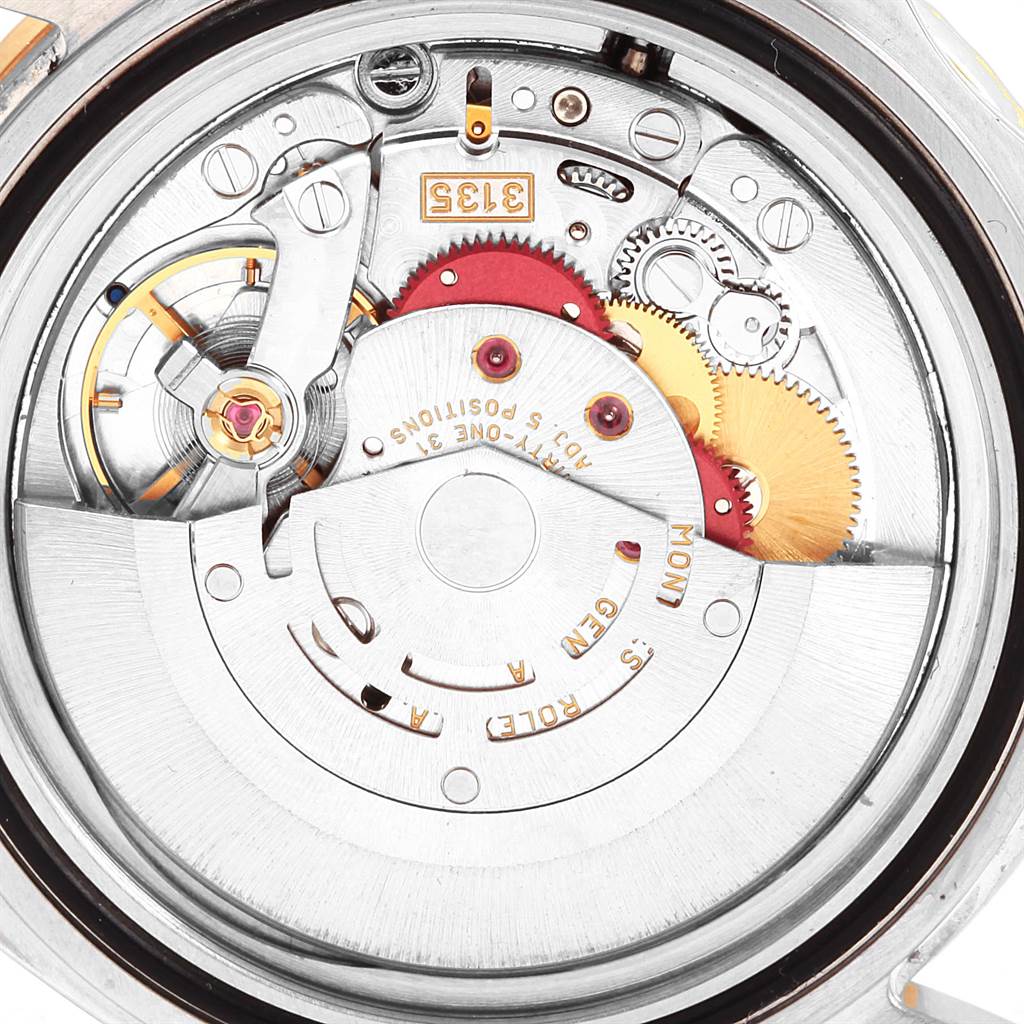 This image shows the internal movement mechanism of the Rolex Submariner 16613 Men's Steel and Gold (two tone) Grey Dial 16613 Men's Steel and Gold (two tone) Grey Dial watch.
