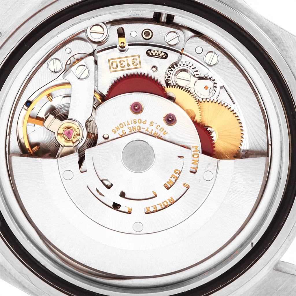 The image shows the internal mechanical parts of a Rolex Submariner 14060 Men's Stainless Steel Black Dial 14060 Men's Stainless Steel Black Dial watch from a close-up, rear angle.