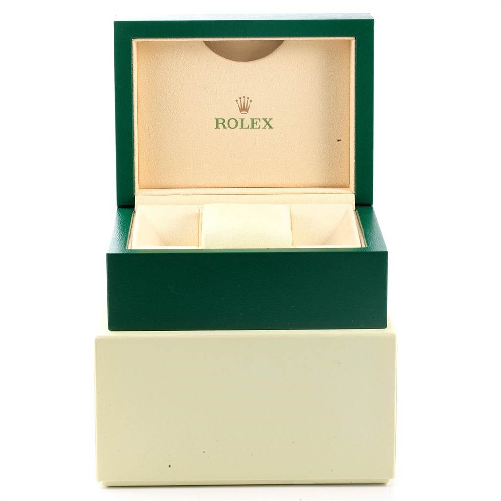 This image shows the open case and packaging for a Rolex Submariner 16613 Men's Steel and Gold (two tone) Blue Dial 16613 Men's Steel and Gold (two tone) Blue Dial watch.